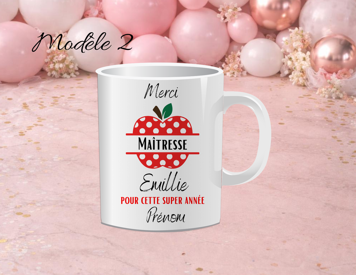 Cadeau maîtresse personnalisé | Mug merci maîtresse avec prénom | Idée cadeau institutrice fin d’année