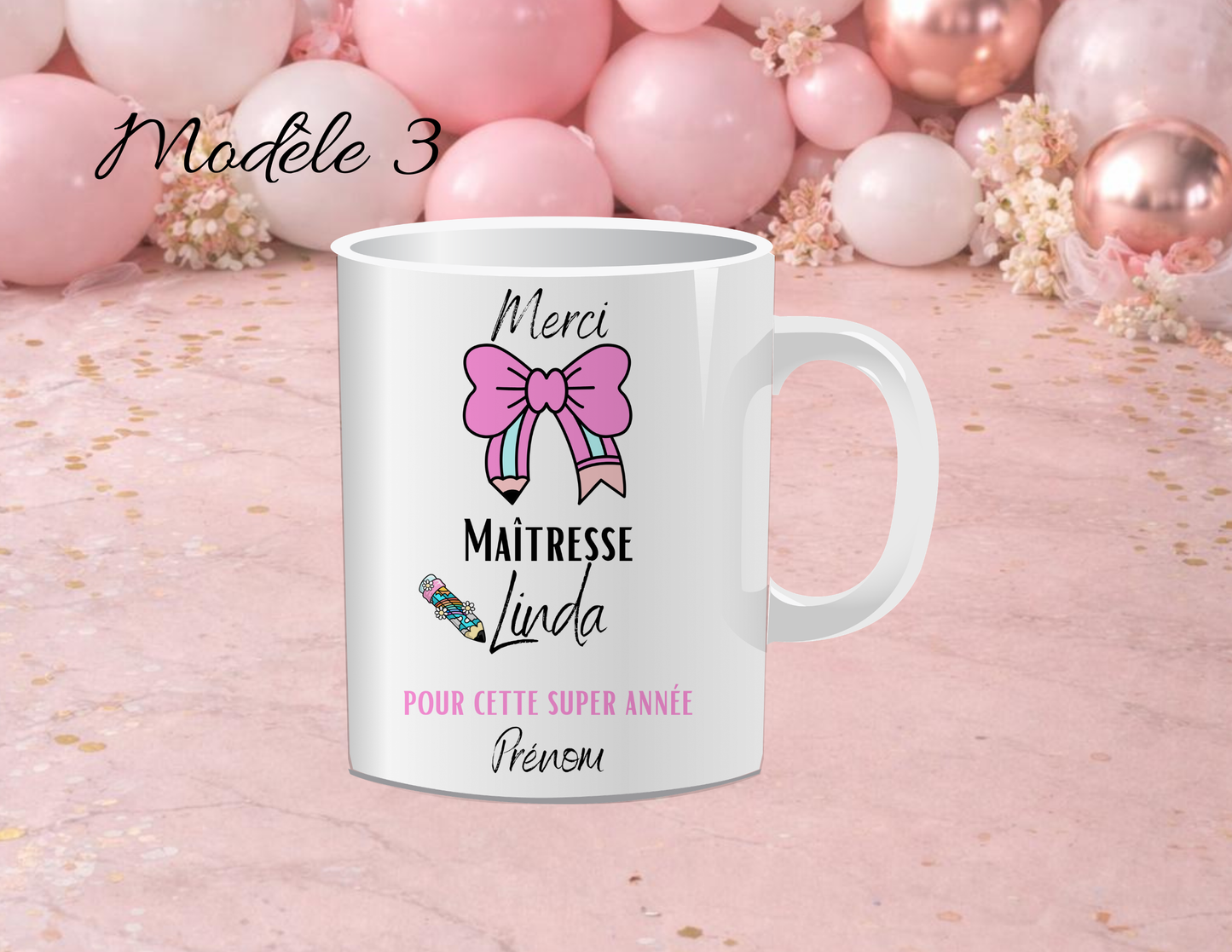 Cadeau maîtresse personnalisé | Mug merci maîtresse avec prénom | Idée cadeau institutrice fin d’année