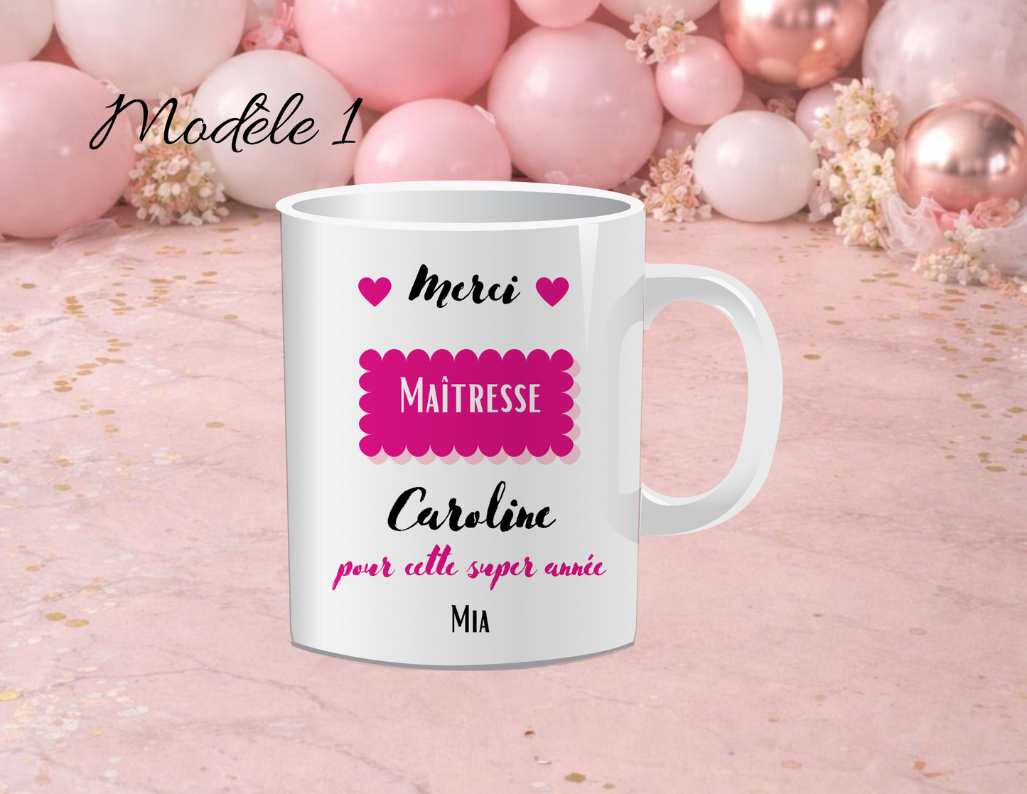 Cadeau maîtresse personnalisé | Mug merci maîtresse avec prénom | Idée cadeau institutrice fin d’année