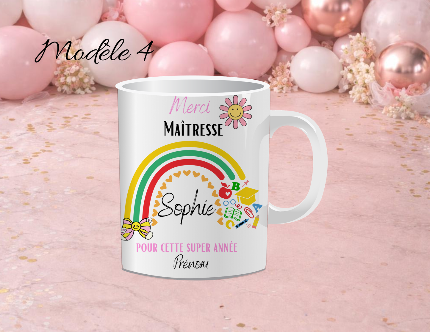 Cadeau maîtresse personnalisé | Mug merci maîtresse avec prénom | Idée cadeau institutrice fin d’année