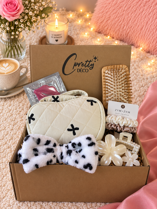 Coffret cadeau femme personnalisé – Trousse beauté blanche
