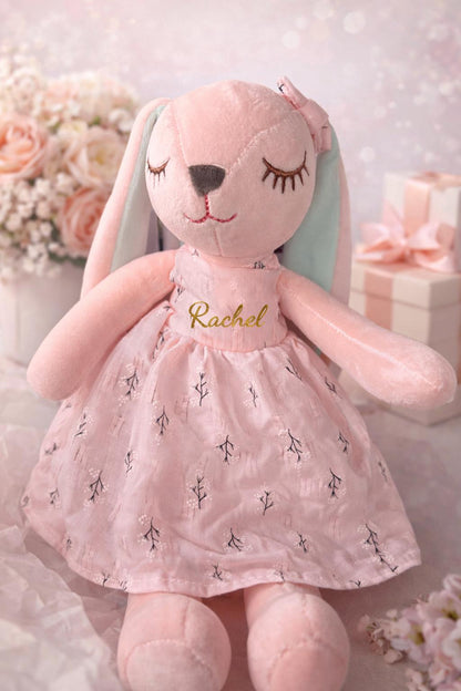 Doudou personnalisé – Peluche lapin prénom – Cadeau naissance / anniversaire
