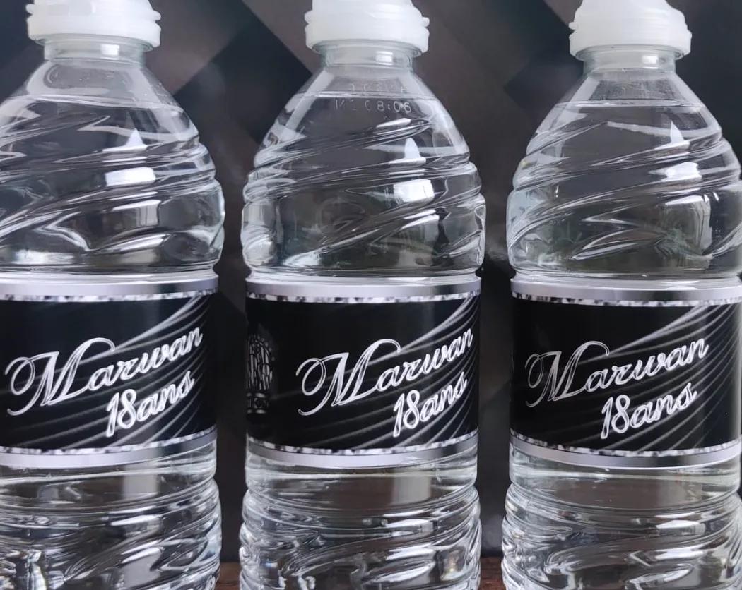 Etiquette personnalisée pour mini bouteille d'eau -Mariage ,Baptême, Anniversaire, Fête