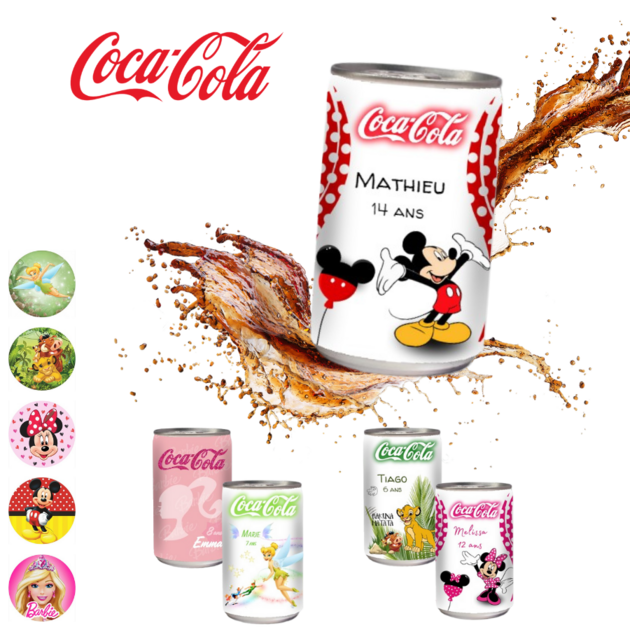 Mini canettes de coca cola personnalisées